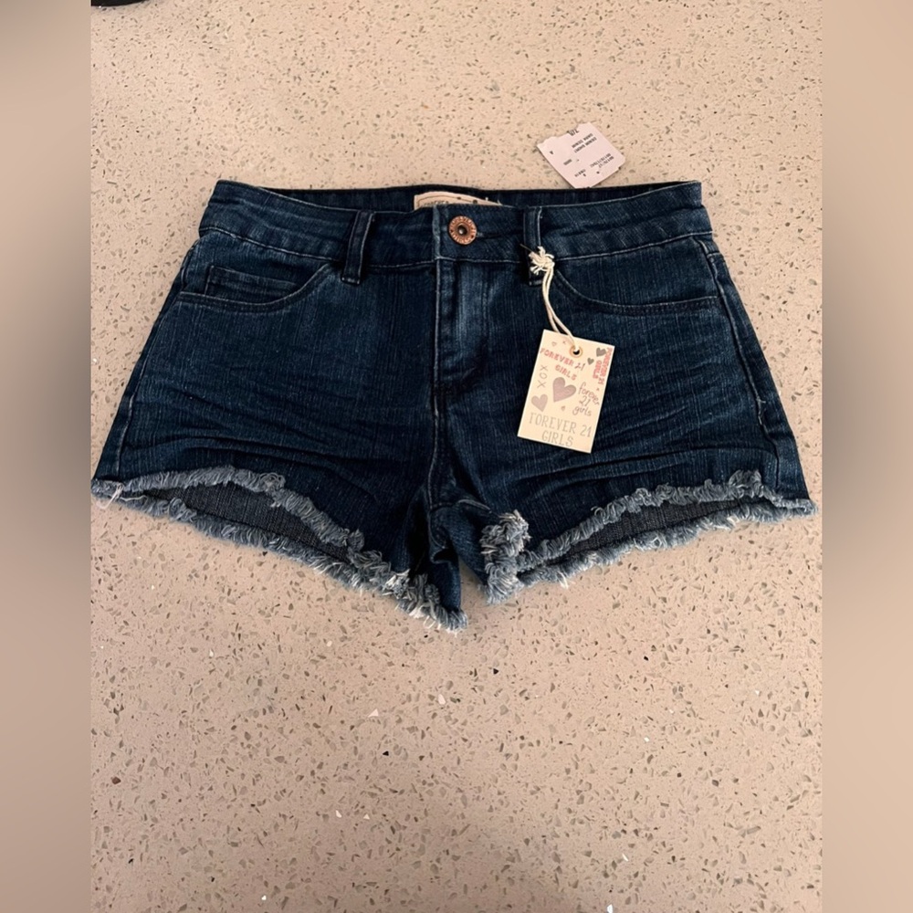 NWT Girls, NEW-Forever 21 high cut jean shorts, Size 7/8